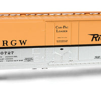 50' Plug-Door Boxcar - Ready to Run -- Denver & Rio Grande Western #60727 (Aspen Gold, silver, black, Car-Pac Marks