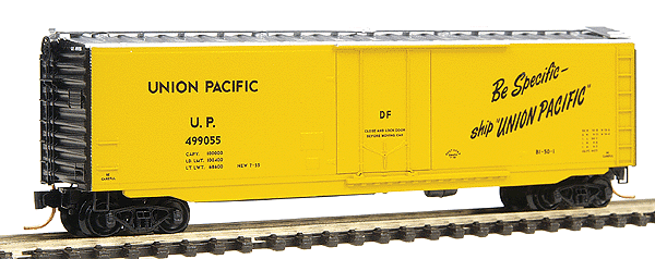50' Standard Box Plug Door -- Union Pacific #499055 (Armour Yellow w/Aluminum roof, black ends)