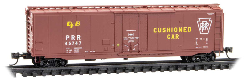50' Plug-Door Boxcar - Ready to Run -- Pennsylvania Railroad #45747 (Tuscan, yellow, white, Cushioned Car)