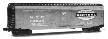 50' Plug Door Boxcar -- NYC #78824, cigar band logo, Century Green with black ends/roof, white lette