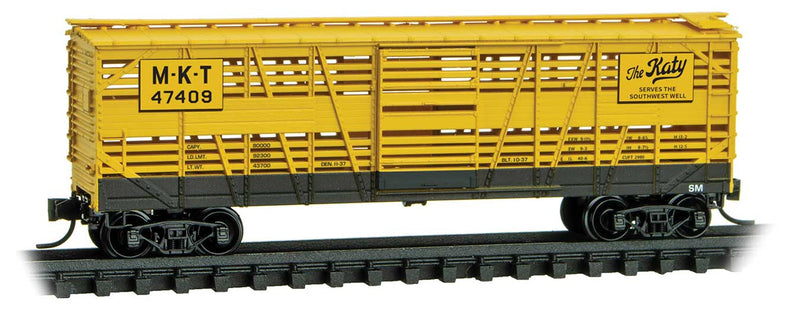 40' Despatch Wood Stock Car - Ready to Run -- Missouri-Kansas-Texas #47409 (yellow, black, Separate Name Placards)