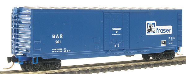 50' Plug-Door Boxcar No Roofwalk - Ready to Run -- Bangor & Aroostook # 501 (Blue w/Aluminum Roof)