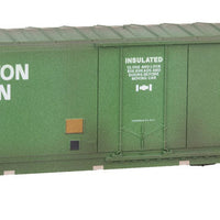 50' Plug-Door Boxcar No Roofwalk - Ready to Run -- Burlington Northern (Side 1: Christmas Car w/Micro-Mouse, Side 2: green)