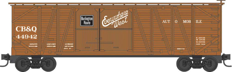 40' Single-Sheathed 1-1/2 Door Wood Boxcar - Ready to Run -- Chicago, Burlington & Quincy 44942 (Boxcar Red, Everywhere West Slogan)