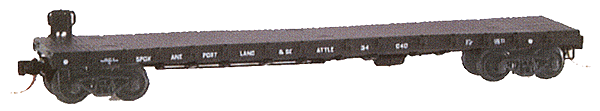 50' Flatcar w/Straight Sides & Side Mount Brake Wheel -- Spokane, Portland & Seattle #34040 (black w/white lettering)