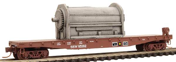 50' Fishbelly-Side Flatcar w/Side Brake Wheel, Air Conditioner Load Ready t -- Cotton Belt SSW #85355 (Boxcar Red)