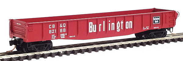 50' Gondola w/Fishbelly Sides & Drop Ends -- Chicago, Burlington & Quincy #82188 (Chinese Red, large white lettering)