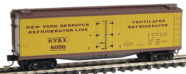 40' Double Sheathed Wood Reefer -- New York Despatch Refrigerator Line #8050 (yellow, black)