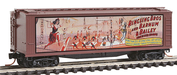 Ringling Bros. and Barnum & Bailey(TM) Series Wood Sheathed Boxcar, Assemble -- Billboard Car #4 (Acrobatic and Aerial Acts)