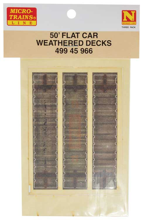 Weathered Flatcar Deck 3-Pack -- Fits 50' Flatcars