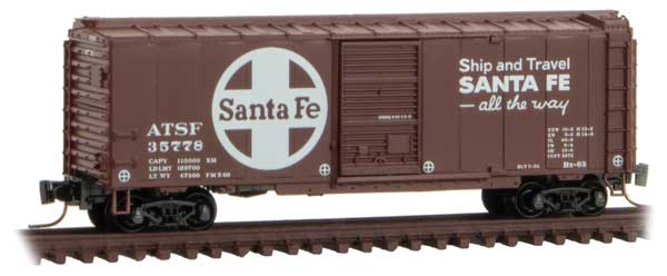 40' Single-Door Boxcar - Ready to Run -- Santa Fe #35778 (Boxcar Red, white, Ship and Travel Slogan)