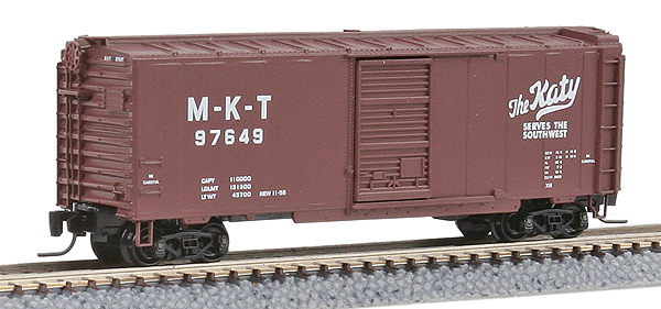 40' Single-Door Boxcar - Ready to Run -- Missouri-Kansas-Texas #97649 (Boxcar Red, Katy Serves the Southwest Logo)