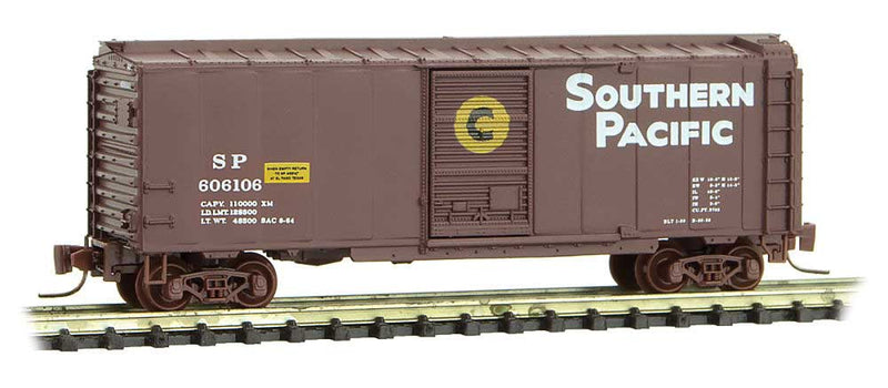 40' Single-Door Boxcar - Ready to Run -- Southern Pacific 606106 (Boxcar Red, yellow, white, Copper Bar Service)