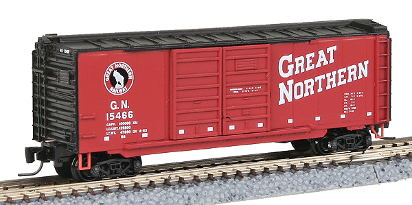 40' Standard Double Door Boxcar -- Great Northern #15466 (vermillion red, black Roof and Ends)