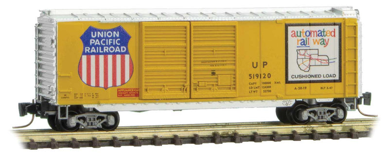 40' Double-Door Boxcar - Ready to Run -- Union Pacific 519120 (Armour Yellow, silver, Large Logo, Automated Map Logo)