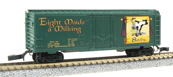 12 Days of Christmas Series: 40' Plug-Door Box -- #8 Eight Maids a'Milking w/Marklin(R) Couplers