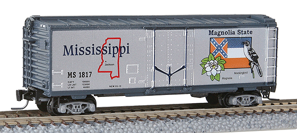 50-State Car Series - 40' Plug-Door Boxcar -- Mississippi #1817 (#23 in Series; Aluminum, Dark Blue)