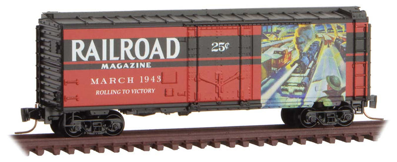 40' Plug-Door Boxcar - Ready to Run -- Railroad Magazine March 1943 (red, black, Days Gone By #1)