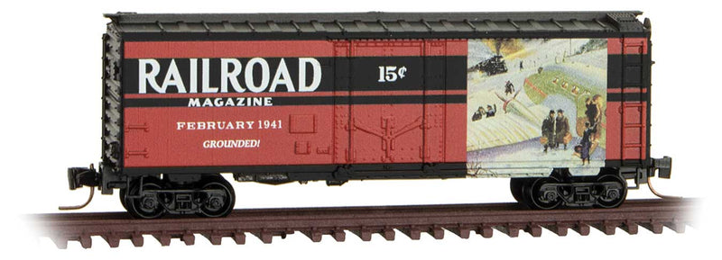40' Plug-Door Boxcar - Ready to Run -- Railroad Magazine, February 1941 (red, black; Years Gone By #12)