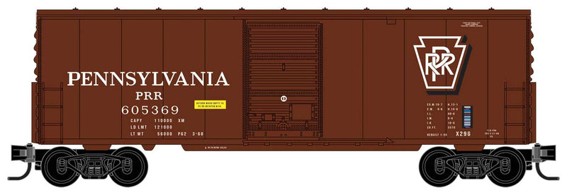 40' Single-Door Boxcar No Roofwalk - Ready to Run -- Pennsylvania Railroad 605369 (Tuscan, Shadow Keystone)