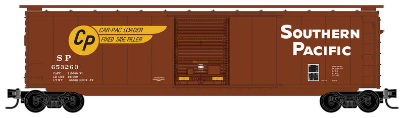 50' Single-Door Boxcar with Youngstown Door - Ready to Run -- Southern Pacific 653263 (Boxcar Red, yellow, white, Car-Pac Markings)