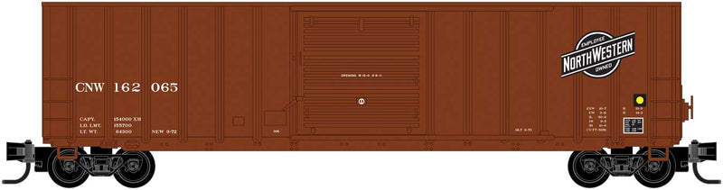 50' Rib-Side Single-Door Boxcar No Roofwalk - Ready to Run -- Chicago & North Western 162065 (Boxcar Red, black Employee Owned Logo)