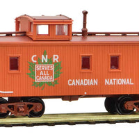 34' Wood-Sheathed Caboose with Straight Cupola - Ready to Run -- Canadian National 79157 (orange, green, white, CNR Maple Leaf Logo)