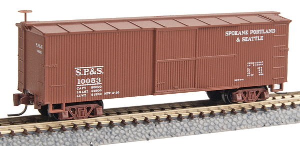 40' Double-Sheathed Single Door Boxcar w/Vertical Brake Wheel -- Spokane, Portland & Seattle #10053 (Boxcar Red, white lettering)