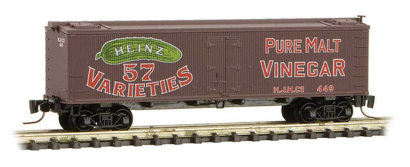 40' Wood-Sheathed Ice Reefer - Ready to Run -- Heinz 449 (Boxcar Red, red, Billboard 57, green, Vinegar, Series Car 5)
