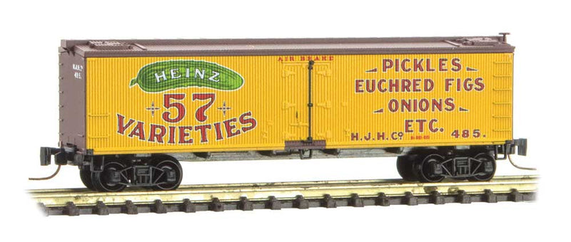 40' Wood-Sheathed Ice Reefer - Ready to Run -- Heinz 485 (57 Varieties, yellow, Boxcar Red, Pickles, Yellow Series Car 5)
