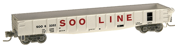 50' Gondola w/Fishbelly Sides & Drop Ends - Soo Line #63352 (white, red) -- Magne-Matic(R) Couplers