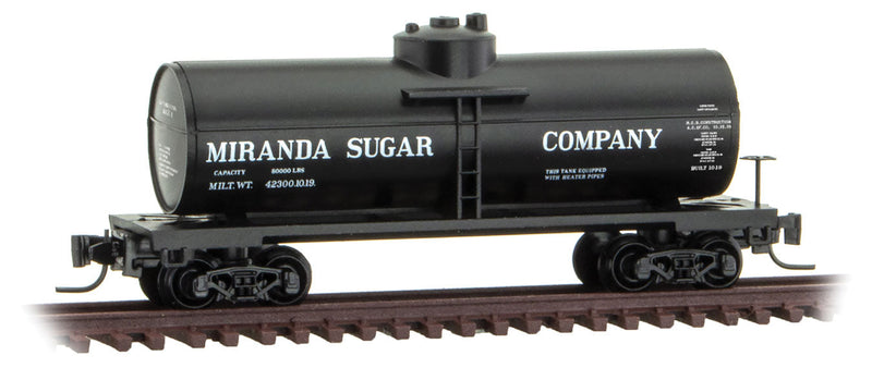 39' Single-Dome Tank Car - Ready to Run -- Miranda Sugar 1 (black, Sweet Liquid Car 4)