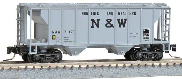 PS-2 70-Ton 2-Bay Covered Hopper - Ready to Run -- Norfolk & Western #71475 (gray, Billboard Block N&W)