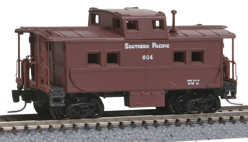 Steel Center-Cupola Caboose - Ready to Run -- Southern Pacific #604 (Boxcar Red, Small Sans Serif Lettering, No Logo)