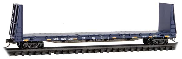 61' 8" Bulkhead Flatcar - Ready to Run -- Montana Rail Link #62015 (blue, yellow conspicuity marks)