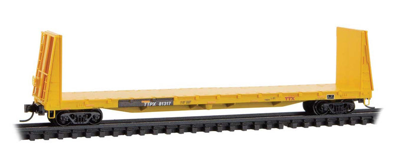 61' 8" Bulkhead Flatcar - Ready to Run -- TTX TTPX #81317 (yellow, black, red logo)
