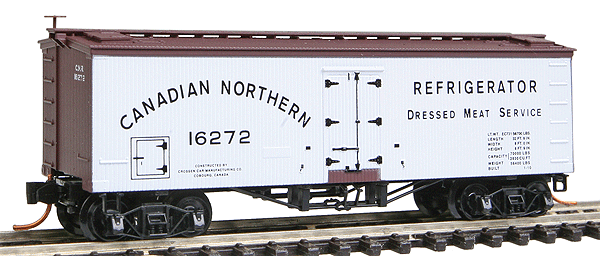 36' Wood-Sheathed Ice Reefer w/Modern Steel Underframe -- Canadian Northern Railway #16272 (Boxcar Red, white Sides, black Herald)