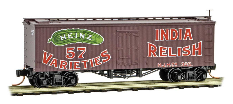36' Wood-Sheathed Ice Reefer - Ready to Run -- Heinz #305 (Boxcar Red, red, green; Billboard 57, India Relish; Series Car #