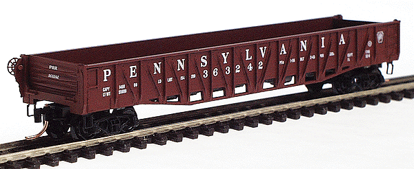 50' Gondola Drop Ends Fishbelly Sides -- Pennsylvania Railroad #363242 (Shadow Keystone herald, Freight Car Red, whit
