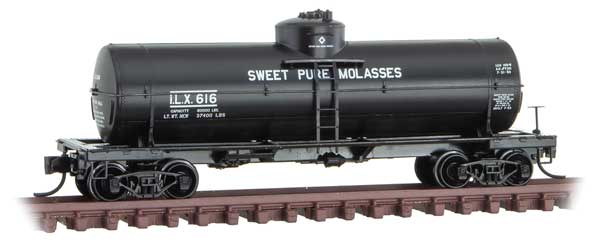 39' Single-Dome Tank Car - Ready to Run -- Sweet Pure Molasses ILX 616 (black, Sweet Liquid Series 6)