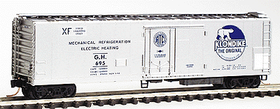 51' 3-3/4" Rivet Side Mechanical Reefer - Special-Run Klondike(R) Ice Cream -- #1 in Series; Klondike(R) Bar #695 (Aluminum & blue w/polar bear logo)