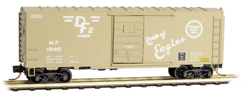 40' Single-Door Boxcar No Roofwalk - Ready to Run -- Missouri Pacific #131410 (gray, Eagles Slogan, DF2 Markings)