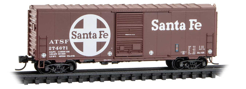 40' Single-Door Boxcar No Roofwalk - Ready to Run -- Santa Fe #274671 (Boxcar Red, white, Large Logo & Roadname)
