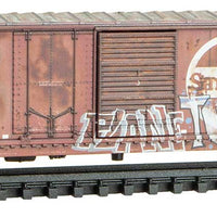 50' Plug & Sliding Door Boxcar No Roofwalk - Ready to Run -- BNSF Railway #935027 (Weathered, Ex-ATSF, red, BN Family Tree #7)
