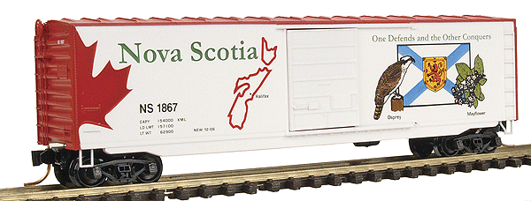 Canadian Province & Territory Series 50' Plug Door Boxcar -- Nova Scotia #NS 1867 - #4 in Series (white w/full-color graphics)
