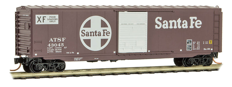 50' Single-Door Boxcar No Roofwalk - Ready to Run -- Santa Fe #43045 (Boxcar Red, white Door, Large Logo, XF Markngs)