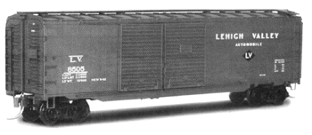 50' Double-Door Auto Boxcar w/End Doors -- LV #8505 (Boxcar Red, black LV diamond logo, white lettering)