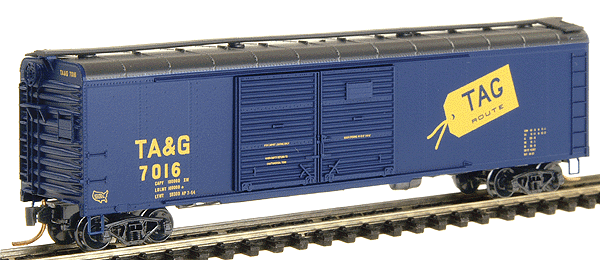 50' Double-Door Wagon Top Boxcar -- Tennessee, Alabama & Georgia #7016 (Dark Blue, black roof, yellow TAG herald