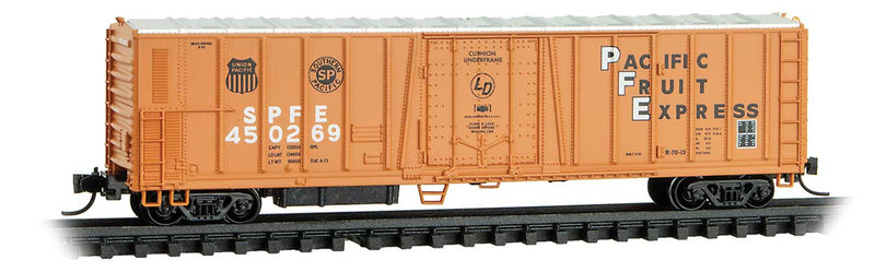 PC&F Class R-70-13 Steel Mechanical Reefer No Roofwalk - Ready to Run -- Pacific Fruit Express #450269 (orange, black, white, UP and SP Logos)