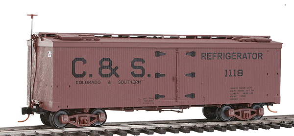 50' Composite Frame Wood Reefer, Assembled -- Colorado & Southern #1118 (Boxcar Red, black Logo and Lettering)